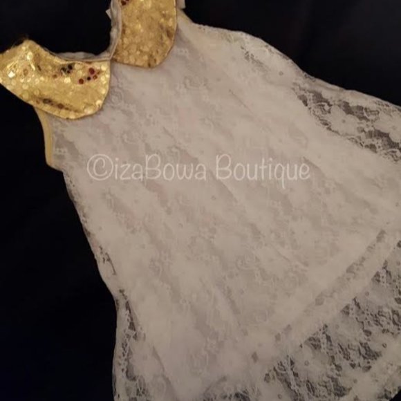 Other - Ivory & Sequin Collar Lace Dress (2)  IVLACE3T  NWT Boutique